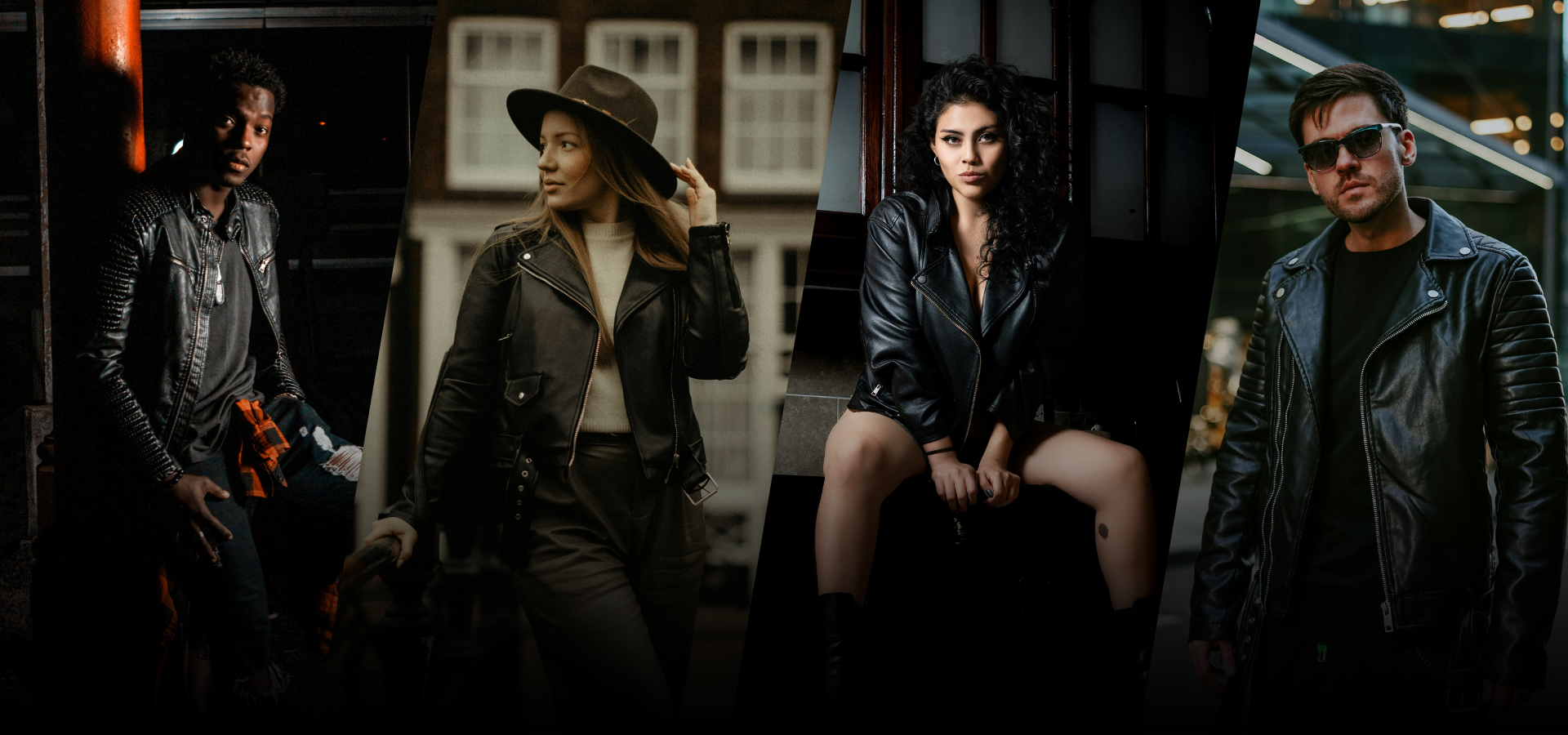 Unisex leather motorcycle jacket featuring zippers and bold street style