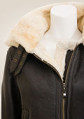 shoulder view of Classic Women's Brown Sheepskin Jacket