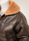 shoulder view of Soft Brown & Ginger Sheepskin Jacket for Women