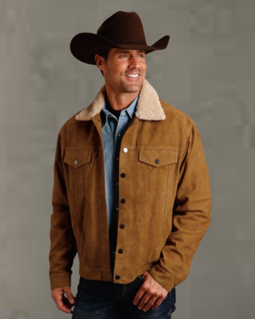 men western leather jacket with cowboy fringe details for classic western style