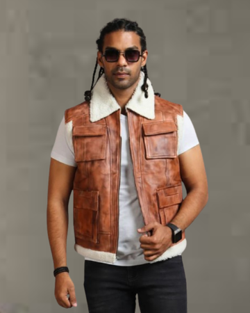 men leather vest lightweight sleeveless layer for western, biker, or streetwear style