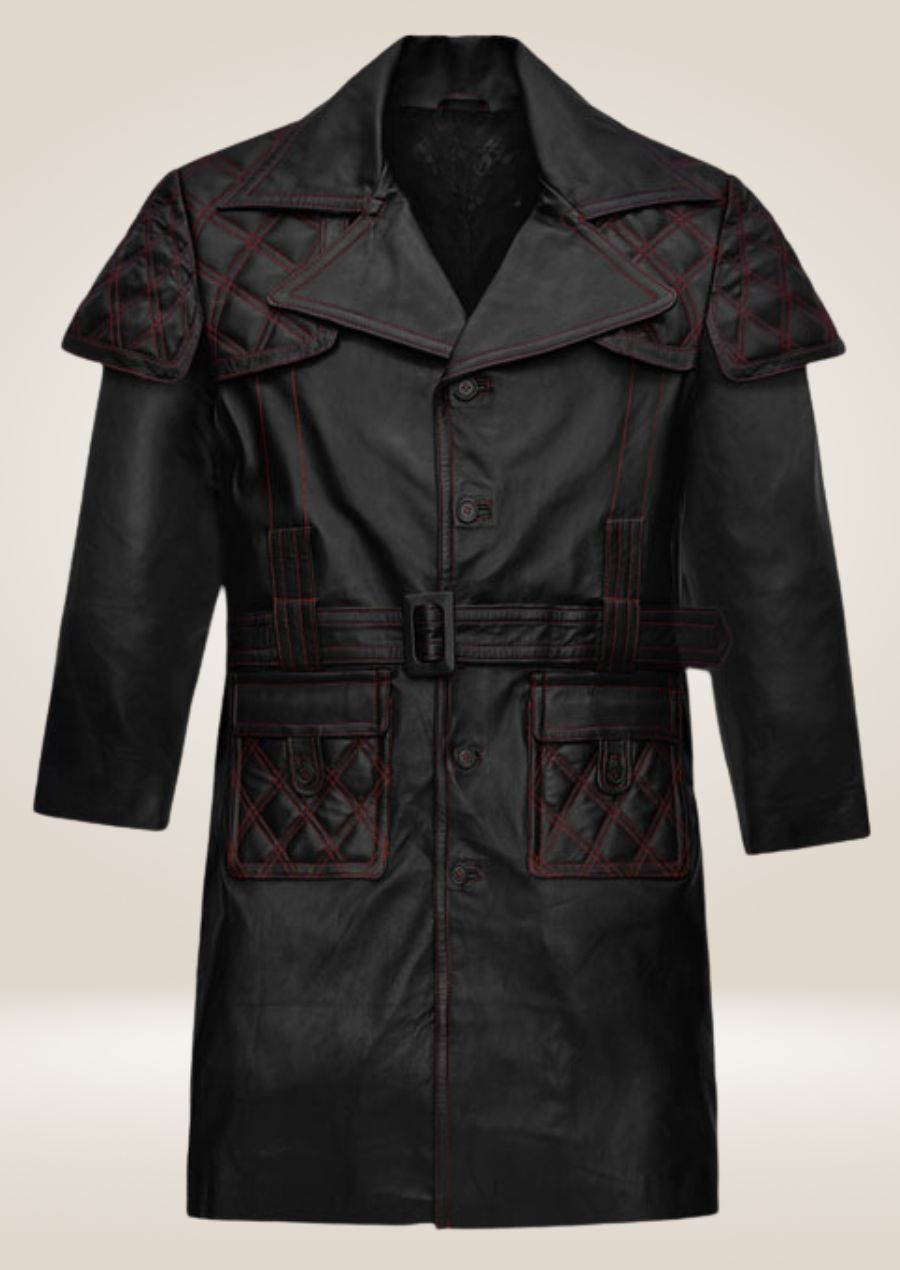 Classic Black Leather Long Coat - Inspired by Elvis Presley