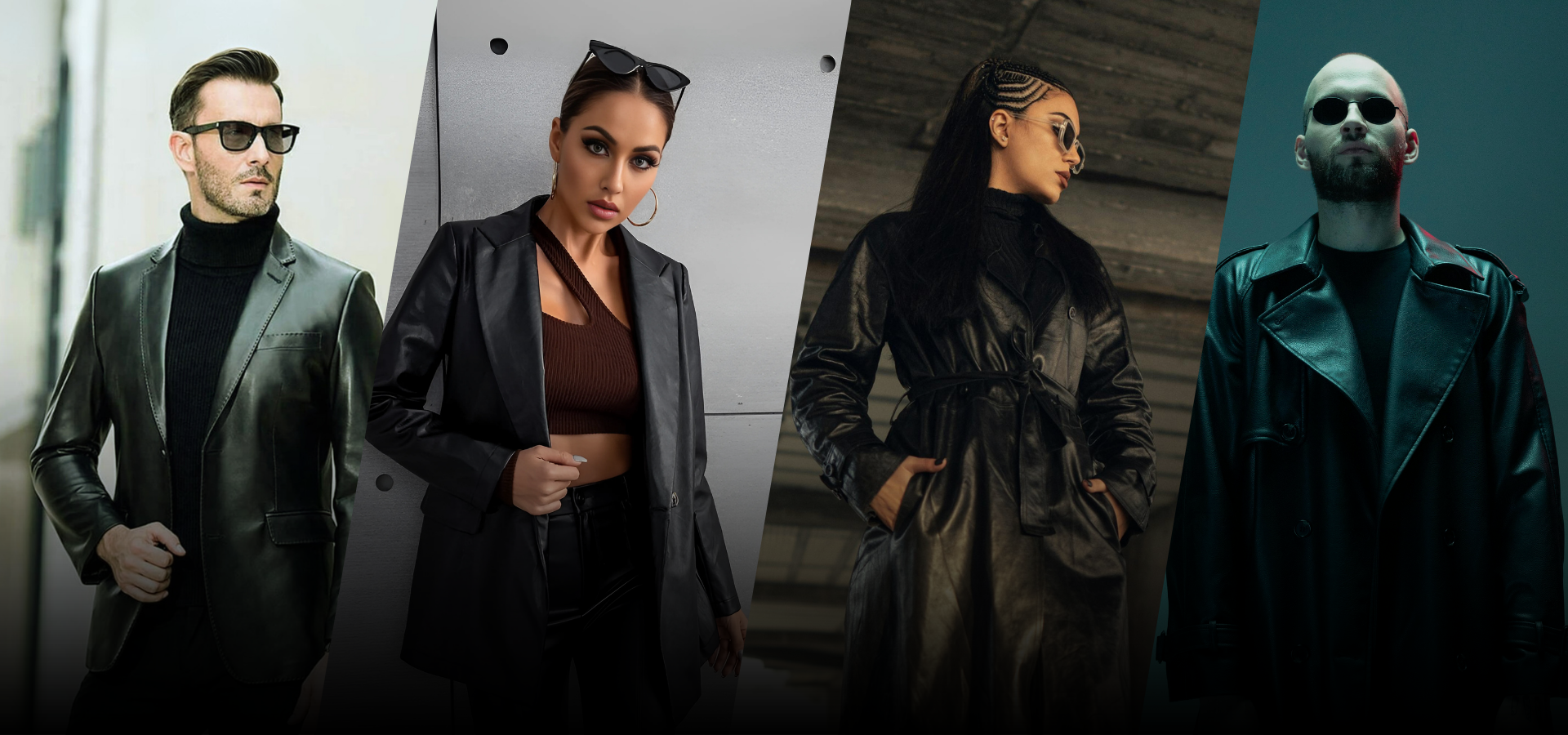 Classic long leather coat for men and women with elegant timeless design