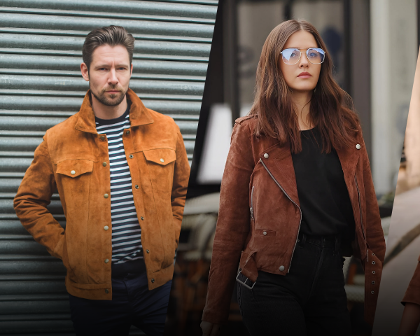 Unisex brown suede jacket featuring timeless western-inspired design