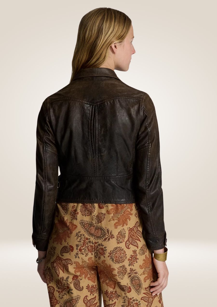 Dark Brown Moto Jacket - Chic and Sophisticated Style