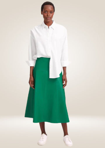 Green Leather A-Line Maxi Skirt - Elegant and Modern Flair