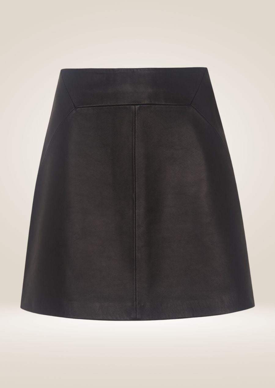  Women's Black Leather Skirt full view