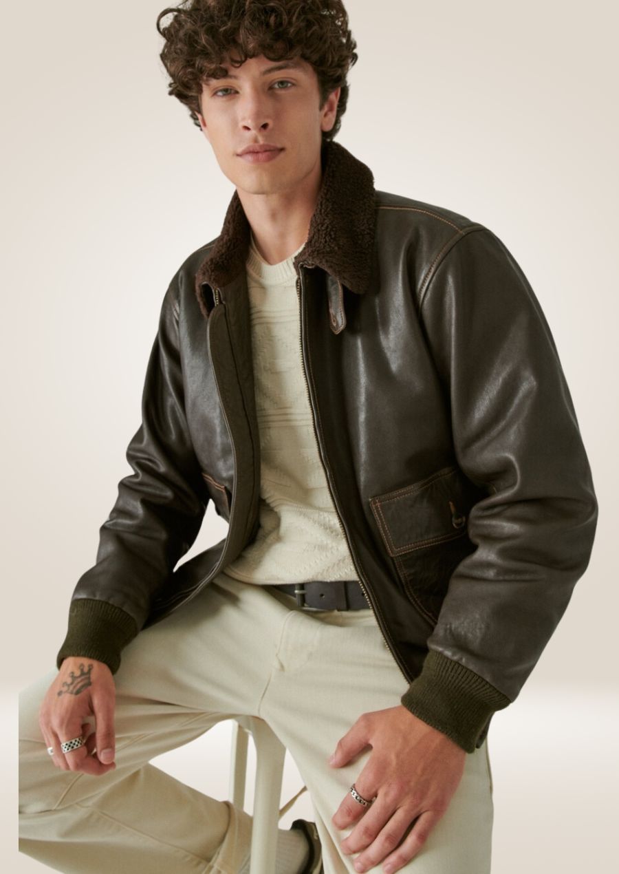 Brown Sheepskin Leather Jacket for Men