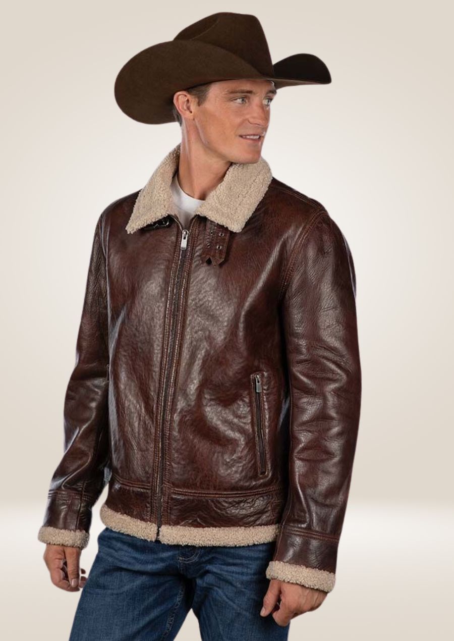 Men's Chocolate Brown Sherpa Jacket - Cozy Rustic Style