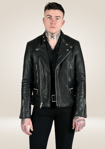 Men's Classic Black Biker Leather Jacket - Timeless Style