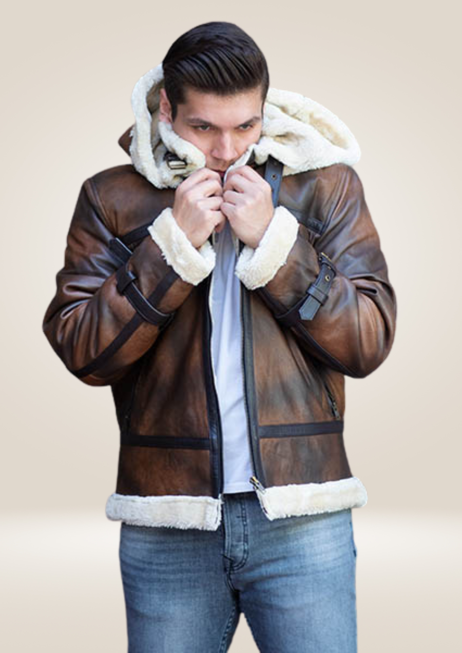 Men's Classic Brown Faux Shearling Leather Jacket