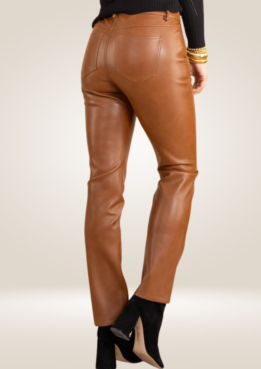 Women's Brown Leather Pants 