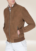 Men’s handmade soft goat leather jacket with front zipper closure