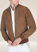 Stylish men’s soft goat leather jacket crafted by hand