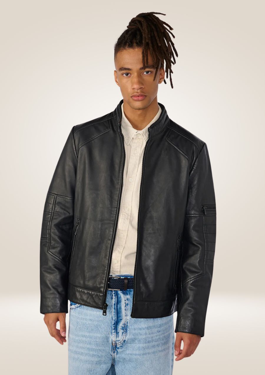 Black Moto Leather Jacket - Premium Genuine Leather