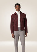 Premium maroon suede trucker jacket with soft smooth finish
