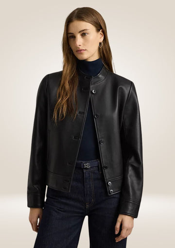 Women's Black Mockneck Jacket - Sleek and Stylish Layer