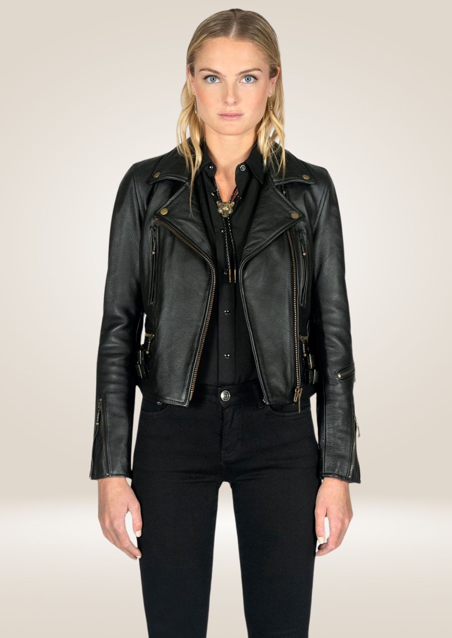 Women's Black Perfecto Leather Jacket - Timeless Biker Style