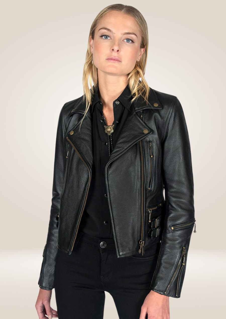 Women's Black Perfecto Leather Jacket - Timeless Biker Style