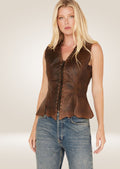 Women’s western leather vest designed for casual wear and vintage-inspired street style